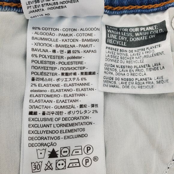 Levis Womens W32‎ High Rise Daisy Duke Cut Off Distressed Shorts Blue Pre-Owned - Picture 5 of 6